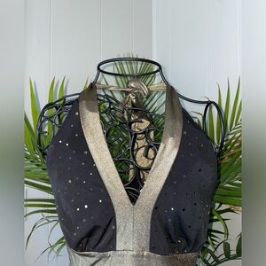 En Focus Studio black maxi halter top dress